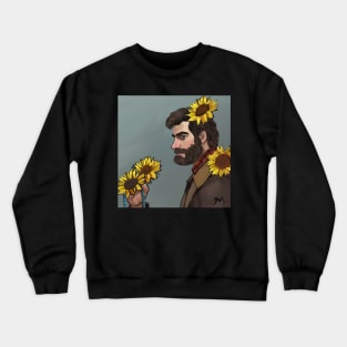 Rosary Boxer holding Sunflowers Crewneck Sweatshirt